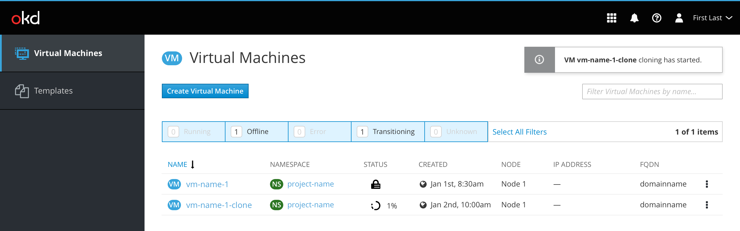 Clone VM started