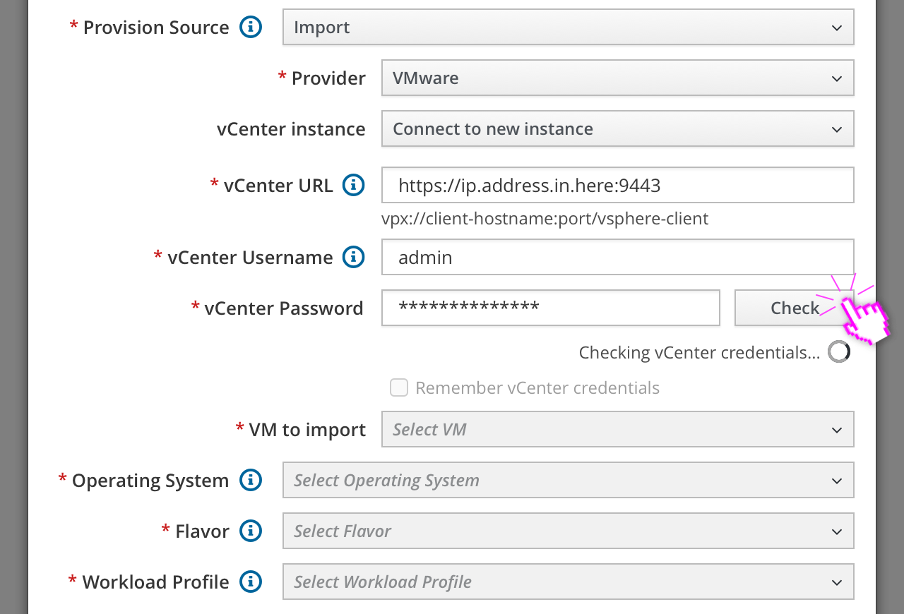 Checking new VMware vCenter credentials