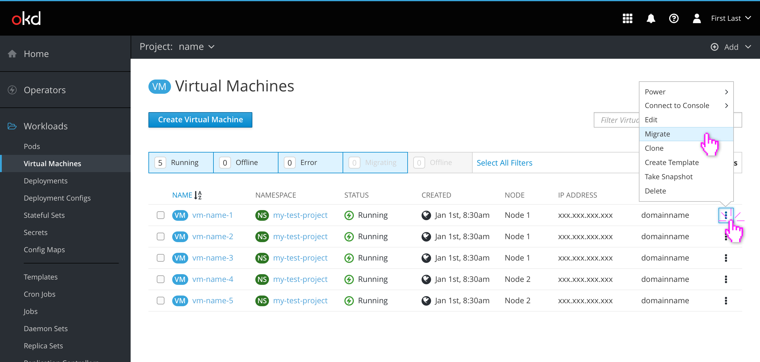 Selecting a VM